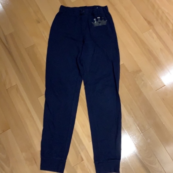 Girls Navy Blue Fleece Joggers with Gold Crown - size 16 / XXL - Picture 2 of 8